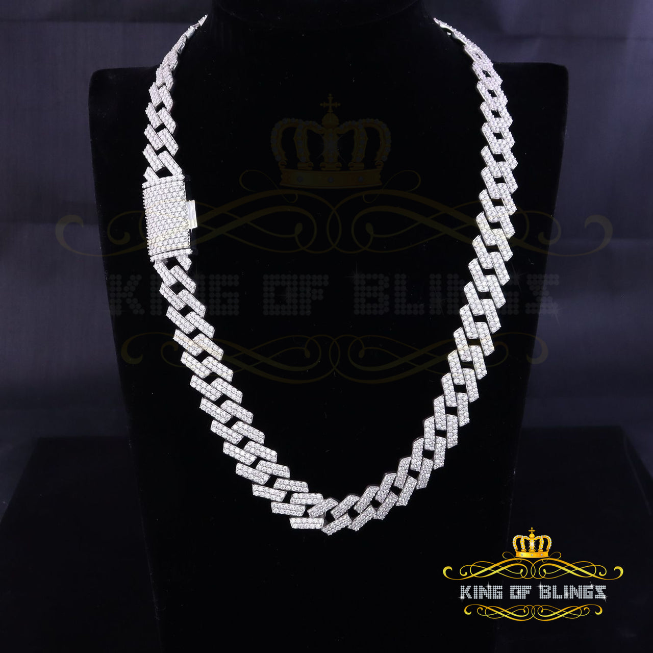 925 Silver 40ct Moissanite White Men's Cuban Necklace SZ 20inch & 16mm Width