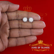 King of Blings- 1.14ct Cubic Zirconia 925 White Silver Women's & Men's Hip Hop Flower Earrings KING OF BLINGS