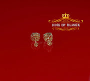 King of Bling's Aretes Para Hombre 925 Yellow Silver 2.96ctCubic Zirconia Round Women's Earrings KING OF BLINGS