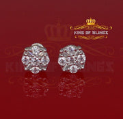 King of Blings- White 925 Sterling Silver 1.96ct Cubic Zirconia for Ladies Hip Hop Round Earring KING OF BLINGS