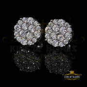 King of Blings- Aretes Para Hombre 925 White Silver 2.96ctCubic Zirconia Round Women's Earrings KING OF BLINGS