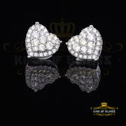 King of Blings- Aretes Para Hombre 925 White Silver 2.68ct Cubic Zirconia Heart Women's Earring KING OF BLINGS