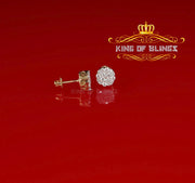 King of Bling's 925 Yellow Silver Aretes Para Hombre 0.87ct Cubic Zirconia Round Women's Earring KING OF BLINGS