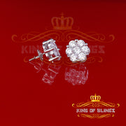 King of Blings- 925 Silver White 1.56ct Cubic Zirconia Hip Hop Floral Women's & Men's Earrings KING OF BLINGS