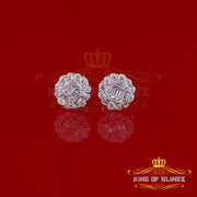 King of Bling's 925 Yellow Sterling Silver 0.74ct Cubic Zirconia Women's Hip Hop Flower Earrings KING OF BLINGS