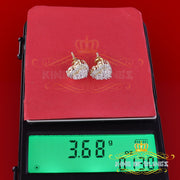 King of Bling's Aretes Para Hombre 925 Yellow Silver 1.64ct Cubic Zirconia Heart Women's Earring KING OF BLINGS