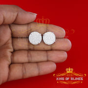 King of Blings- Aretes Para Hombre 925 White Silver1.18ct Cubic Zirconia Round Women's Earrings KING OF BLINGS