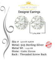 King of Blings- 0.94ct Cubic Zirconia 925 White Sterling Silver Women's Hip Hop Round Earrings KING OF BLINGS