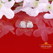 King Of Bling's Aretes Para Hombre Heart 925 White Silver 0.05ct Diamond Women's /Men's Earring KING OF BLINGS