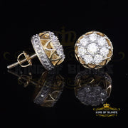 King of Bling's 2.02ct Cubic Zirconia 925 Yellow Silver Women's & Men's Hip Hop Flower Earrings KING OF BLINGS