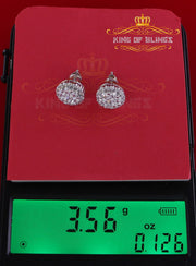King of Blings- Aretes Para Hombre 925 White Silver 1.49ct Cubic Zirconia Floral Women Earrings KING OF BLINGS