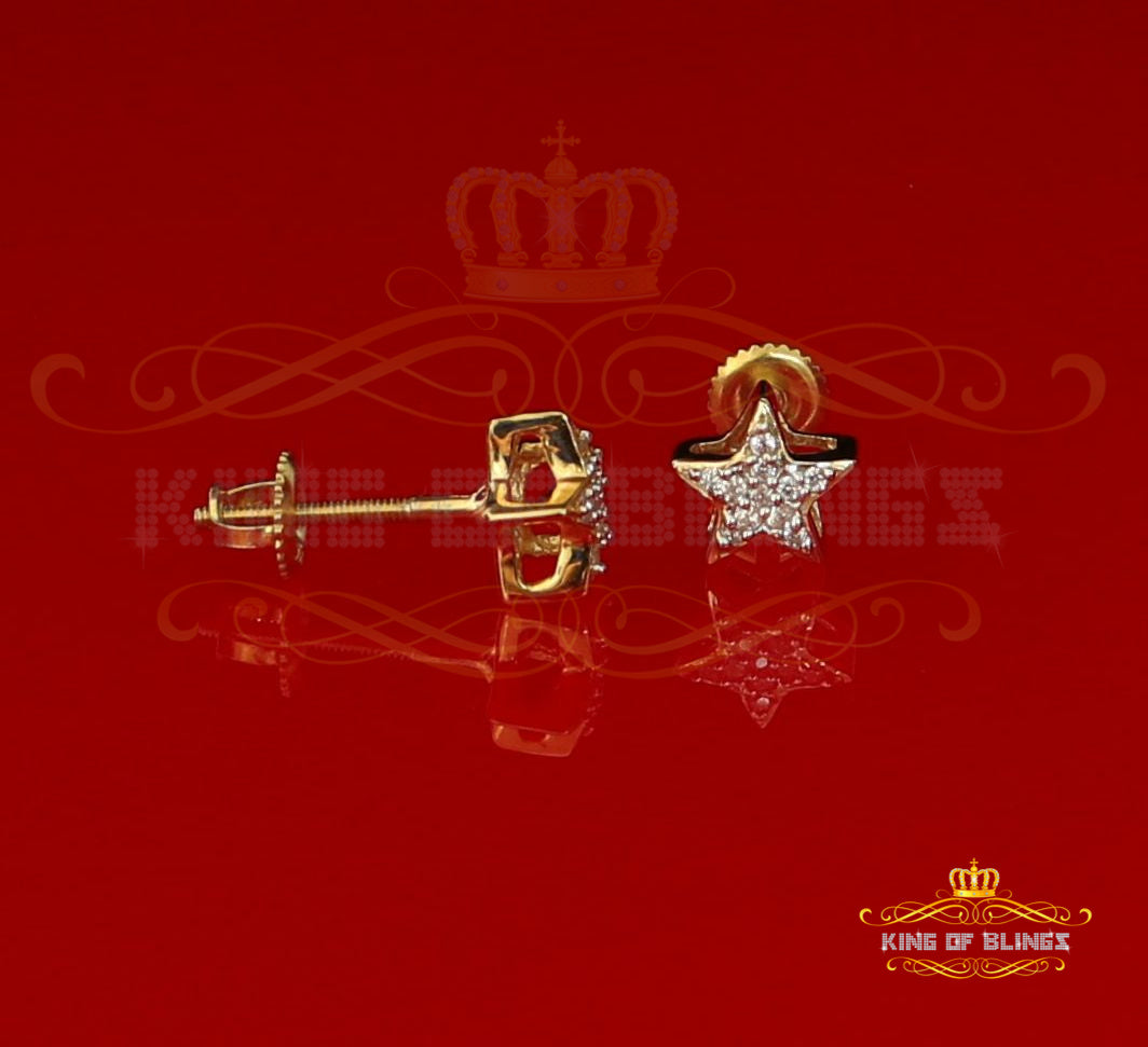 King of Bling's Hip Hop Yellow Silver Screw 0.22ct Cubic Zirconia Women's & Men's Star Earrings KING OF BLINGS