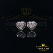 King Of Bling's Aretes Para Hombre Heart 925 White Silver 0.25ct Diamond Ladies Style Earrings KING OF BLINGS