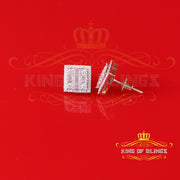 King  of Bling's Men's/Women's 925 Silver Yellow 1.00ct VVS 'D' Moissanite Square Stud Earrings KING OF BLINGS