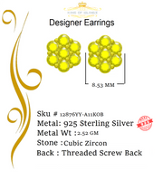 King of Bling's 4.12ct Cubic Zirconia 925 Yellow Silver Women's & Men's Hip Hop Flower Earrings KING OF BLINGS