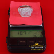King Of Bling's Real 0.81ct Micro Pave Diamond Big Look 925 White Silver Ring Size 11 for Mens King of Blings
