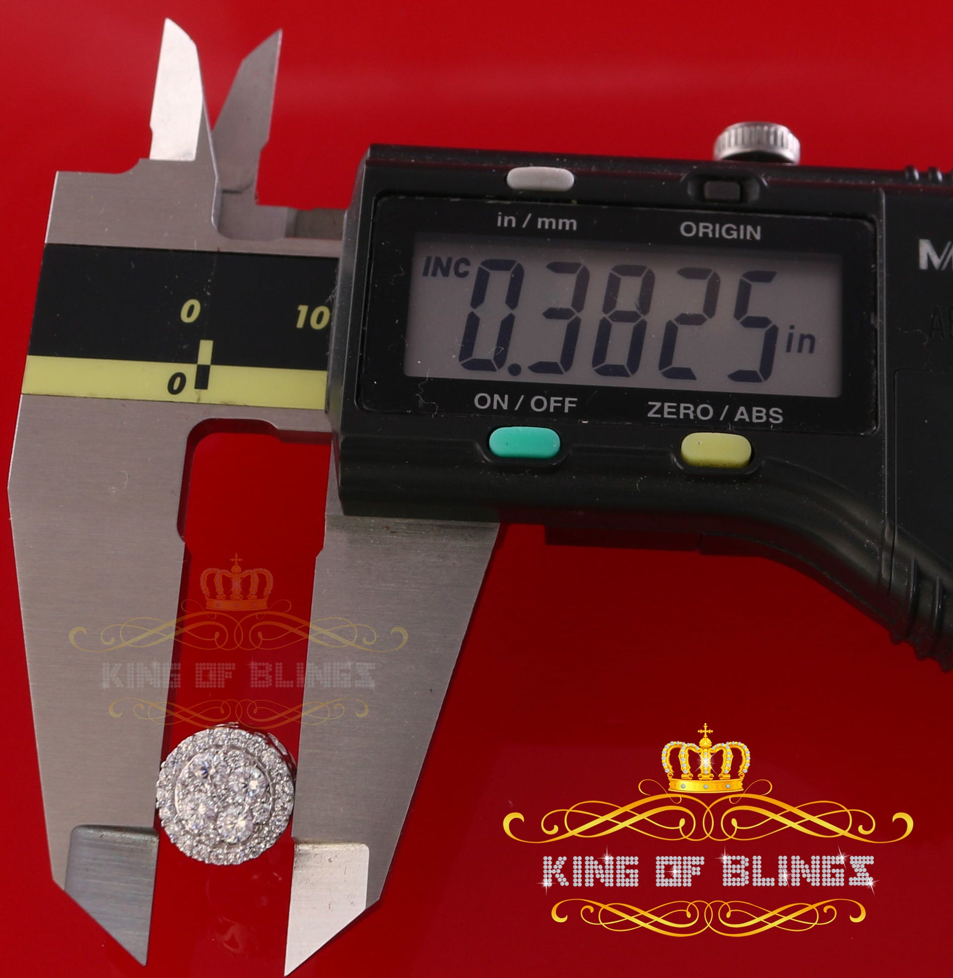 King of Blings- White 925 Sterling Silver 1.77ct Cubic Zirconia Hip Hop Round Earring For Ladies KING OF BLINGS
