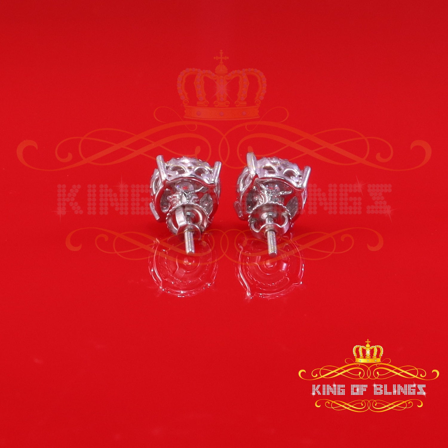 King of Bling's Men's/Womens 925 Silver White 0.50ct VVS 'D' Moissanite Round Earrings KING OF BLINGS
