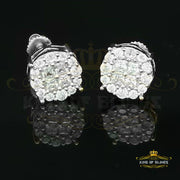 King of Blings- Aretes Para Hombre 925 White Silver 1.68ct Cubic Zirconia Round Women's Earrings KING OF BLINGS