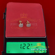 King of Blings-Micro Pave 0.11ct Real Diamonds 925 Yellow Silver Women's & Men's Heart Earrings KING OF BLINGS