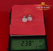 King of Blings- 0.52ct Cubic Zirconia 925 White Sterling Silver Women's Hip Hop Round Earrings KING OF BLINGS