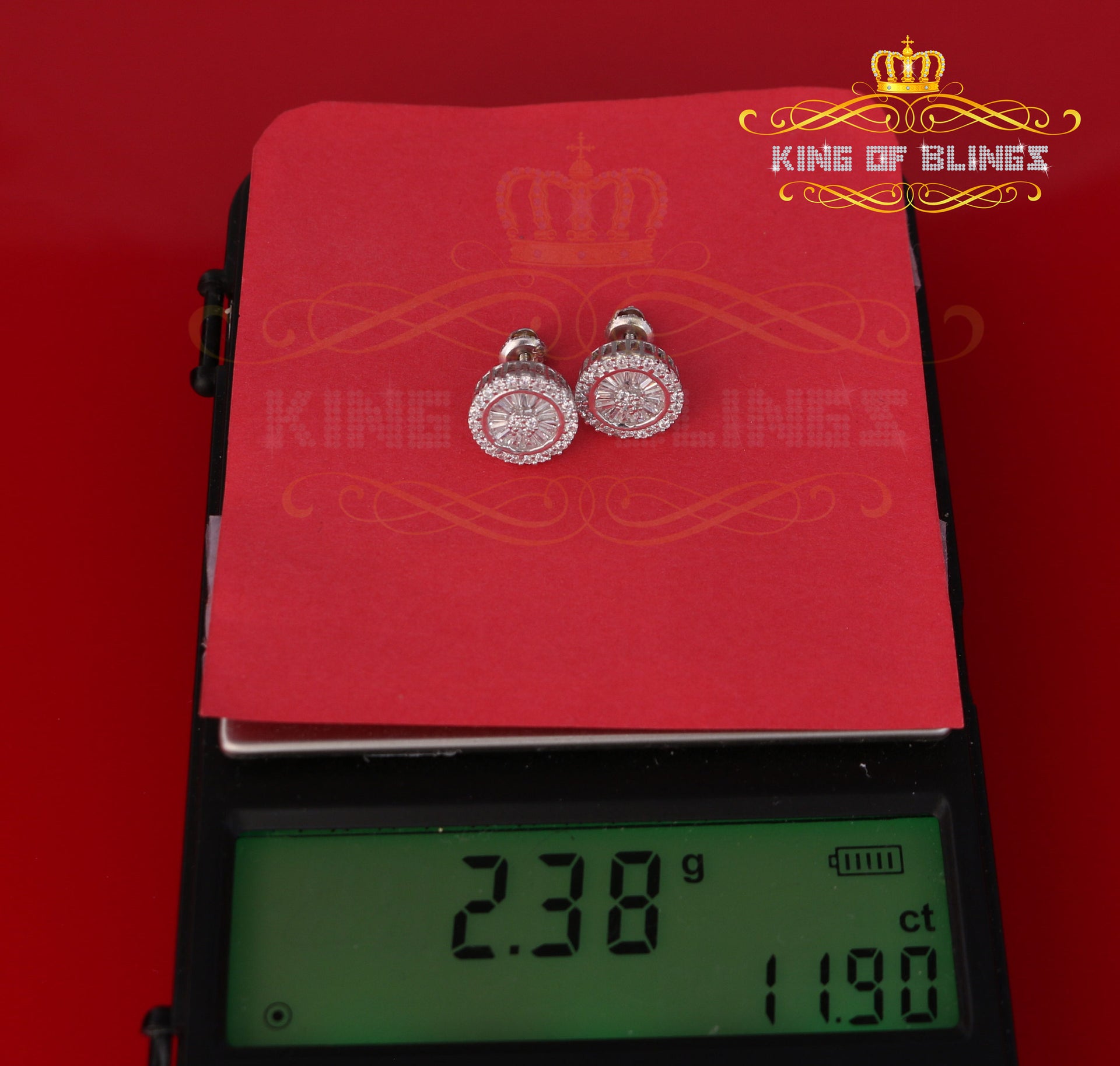 King of Blings- 0.52ct Cubic Zirconia 925 White Sterling Silver Women's Hip Hop Round Earrings KING OF BLINGS