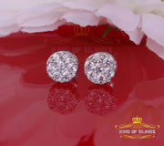 King of Blings- 1.72ct Cubic Zirconia 925 White Sterling Silver Women's Hip Hop Round Earrings KING OF BLINGS