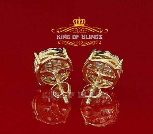 King of Bling's 925 Yellow Silver 0.96ct Cubic Zirconia Women's & Men's Hip Hop Flower Earrings KING OF BLINGS
