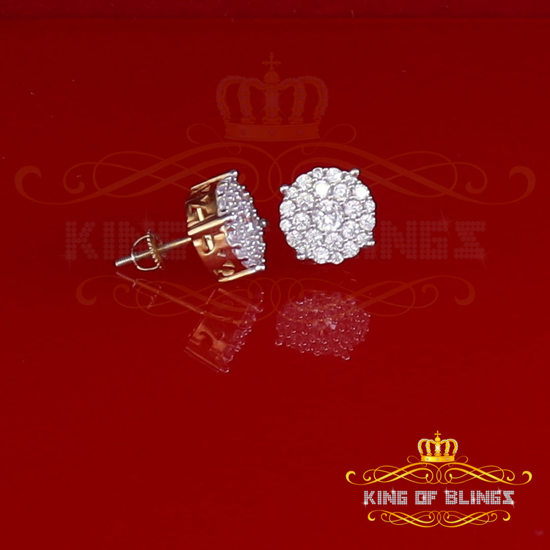 King of Bling's Aretes Para Hombre 925 Yellow Silver 2.3ct Cubic Zirconia Round Women's Earring KING OF BLINGS