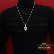 King Of Bling's 4.00ct VVS D Moissanite Baggutte Shape White Silver Hamsa Pendant Men & Women KING OF BLINGS