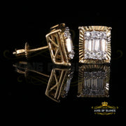 King of Bling's 925 Yellow 0.44ct Cubic Zirconia Silver Women's & Men's Hip Hop Square Earrings KING OF BLINGS
