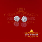 King of Blings- White 925 Silver 2.1ct Cubic Zirconia Women's & Men's Hip Hop Floral Earrings KING OF BLINGS