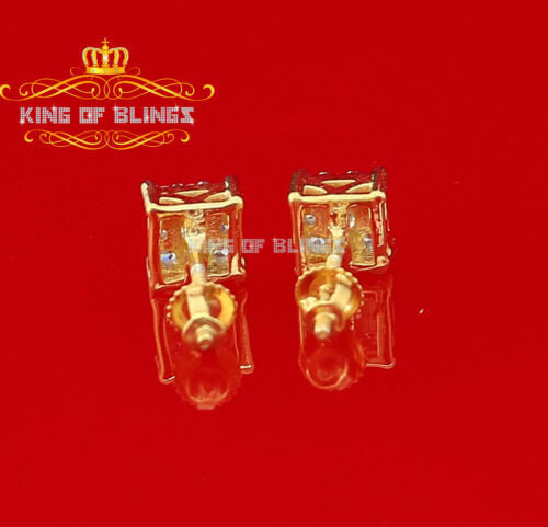 King of Bling's 925 Yellow Silver 0.38ct Cubic Zirconia Women's & Men's Hip Hop Square Earrings KING OF BLINGS