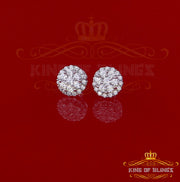 King of Blings- Aretes Para Hombre 925 White Silver 1.49ct Cubic Zirconia Floral Women Earrings KING OF BLINGS