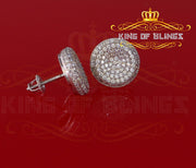 King of Blings- Aretes Para Hombre 925 White Silver 1.94ct Cubic Zirconia Round Women's Earrings KING OF BLINGS