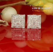 King of Bling's 925 Sterling Yellow 0.72ct Silver Cubic Zirconia Hip Hop Women's Square Earrings KING OF BLINGS