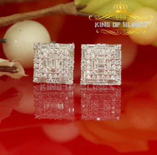 King of Bling's 925 Sterling Yellow 0.72ct Silver Cubic Zirconia Hip Hop Women's Square Earrings KING OF BLINGS