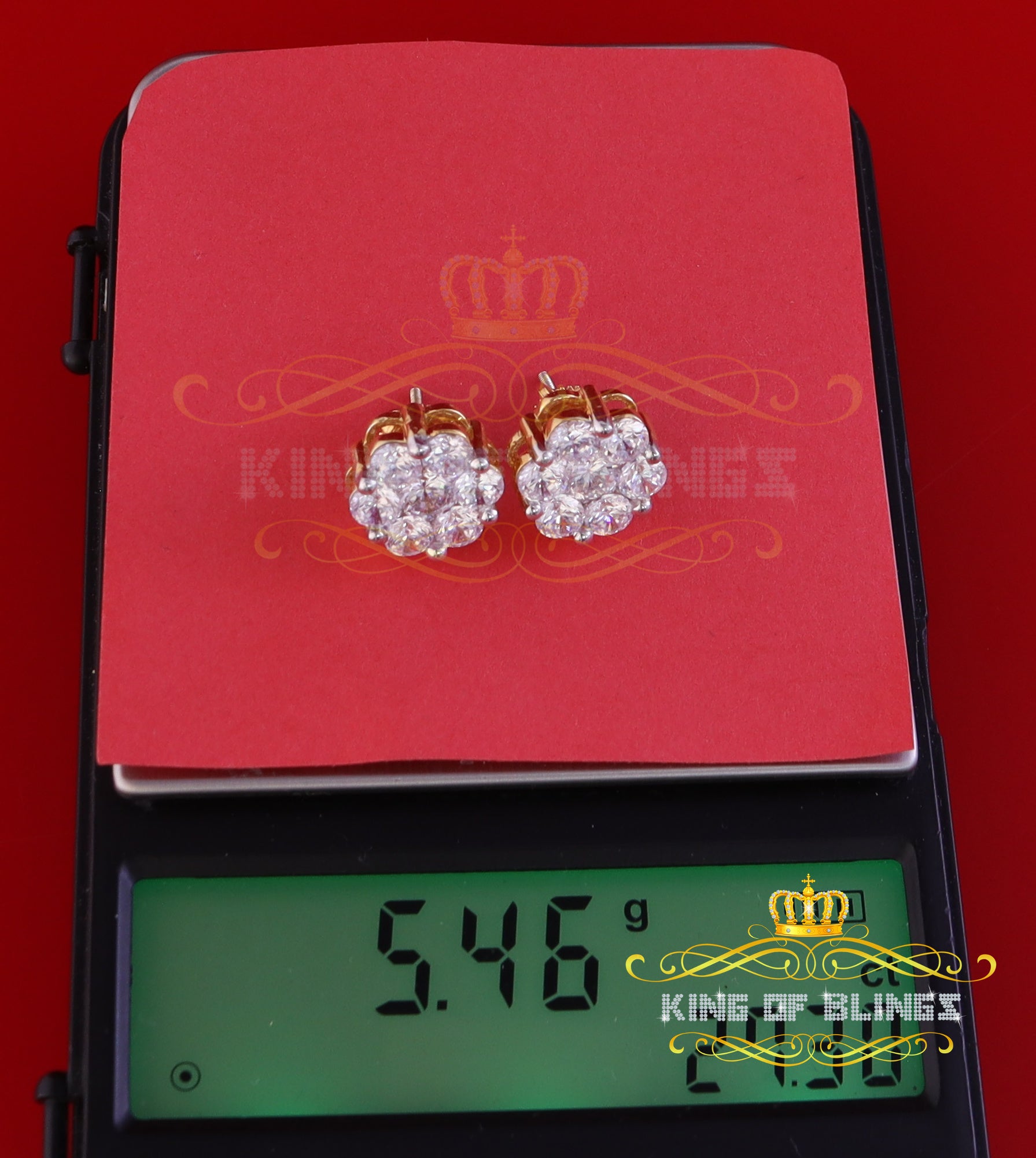 King of Bling's 925 Silver Yellow 1.56ct Cubic Zirconia Hip Hop Floral Women's & Men's Earrings KING OF BLINGS