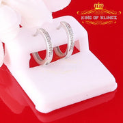0.10ct Diamond 925 Sterling Silver White Hoop Stud Earrings For Men's / Women's KING OF BLINGS