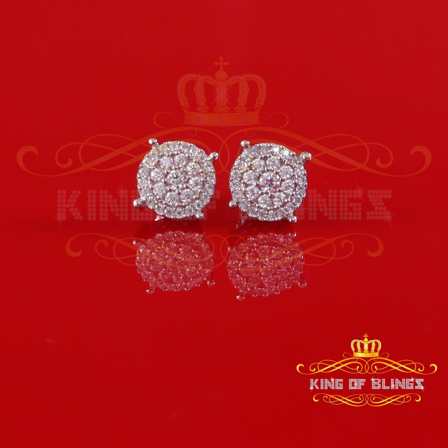 King of Bling's Men's/Womens 925 Silver White 0.50ct VVS 'D' Moissanite Round Earrings KING OF BLINGS