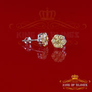 King of Blings- 925 White Silver Sterling 2.06ct Cubic Zirconia Hip Hop Flower Women's Earrings KING OF BLINGS