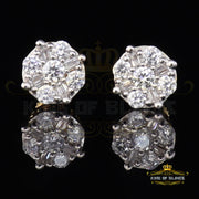 King of Bling's 925 Yellow 1.96ct Sterling Silver Cubic Zirconia Women's Hip Hop Round Earrings KING OF BLINGS