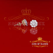 King of Bling's 925 Yellow Silver 2.1ct Cubic Zirconia Women's & Men's Hip Hop Floral Earrings KING OF BLINGS