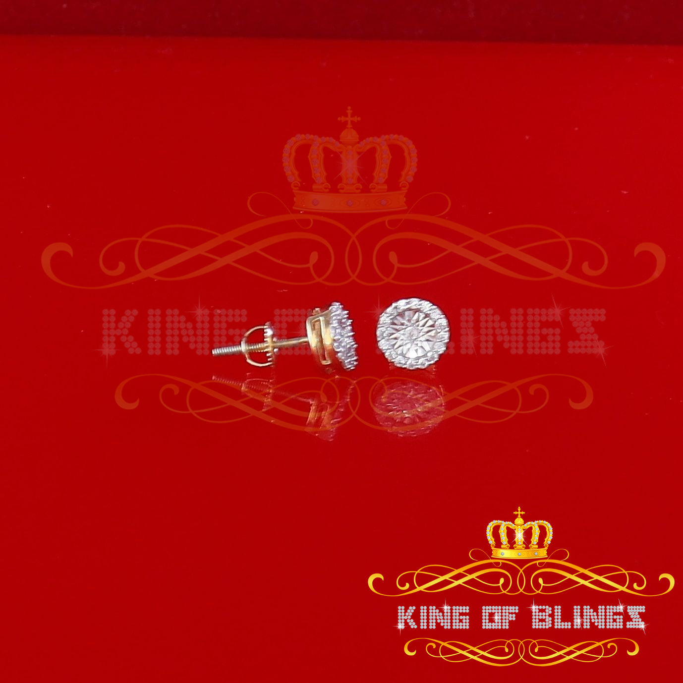 King of Bling's 925 Yellow Silver 1.28ct Cubic ZirconiaFashion Women's/ Men's Round Earrings KING OF BLINGS