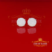 King of Blings- Aretes Para Hombre 925 White Silver1.18ct Cubic Zirconia Round Women's Earrings KING OF BLINGS