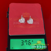 King of Blings- Aretes Para Hombre 925 White Silver 1.64ct Cubic Zirconia Heart Women's Earrings KING OF BLINGS