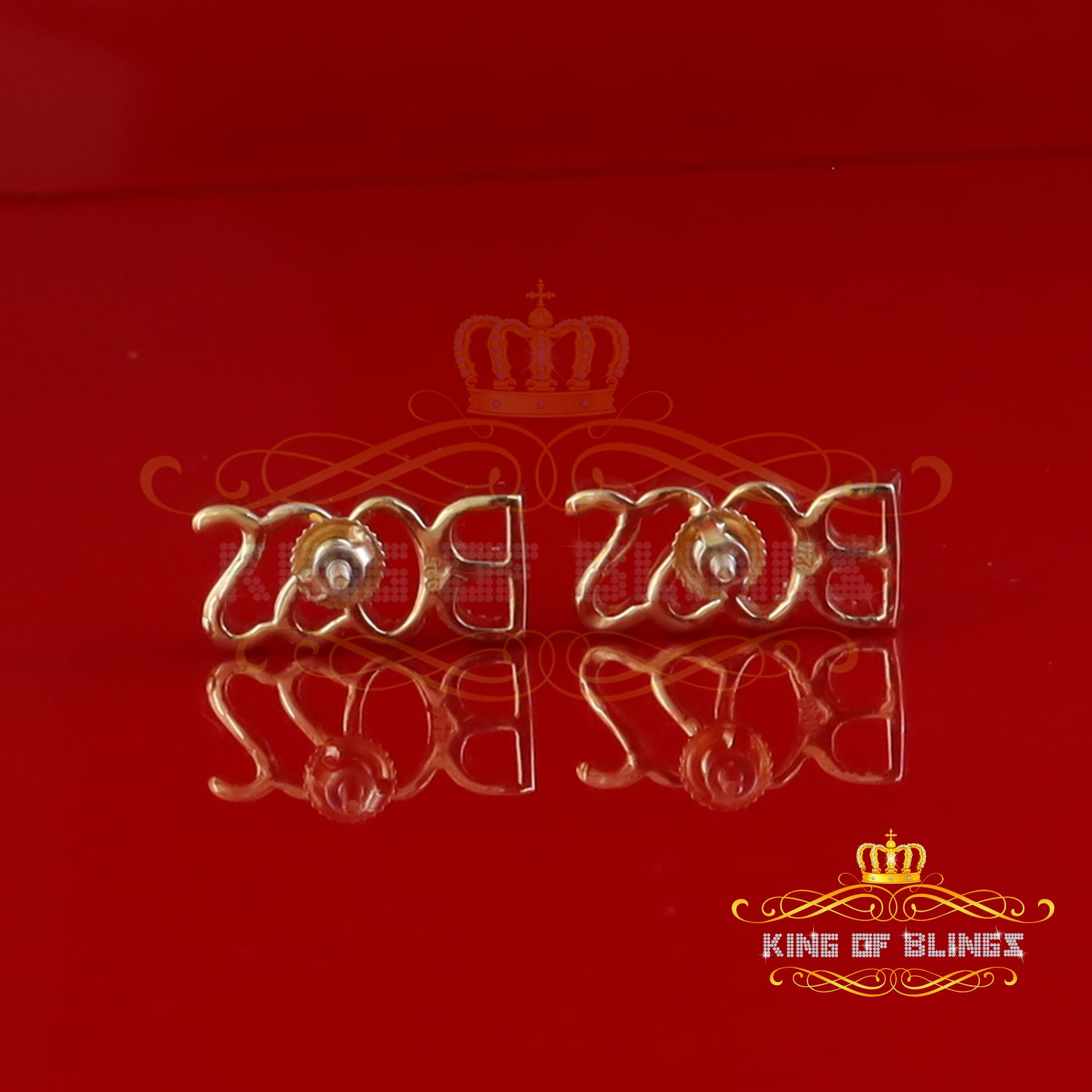 King of Blings-925 Silver in BOSS Women's Stud Earrings with 0.33 Ct Yellow Natural Diamonds KING OF BLINGS