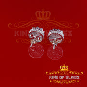 King of Blings- White 925 Sterling Silver 2.04ct Cubic Zirconia Women's & Men's Floral Earrings KING OF BLINGS