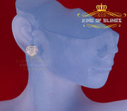 King Of Bling's Aretes Para Hombre Heart 925 White Silver 0.15ct Diamond Women's Stud Earring KING OF BLINGS