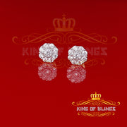 King of Bling's 925 Yellow Sterling Silver 1.18ct Cubic Zirconia Women's Hip Hop Flower Earrings KING OF BLINGS